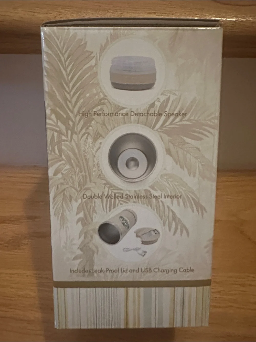 Tommy Bahama Cream Travel Tumbler with Bluetooth Speaker